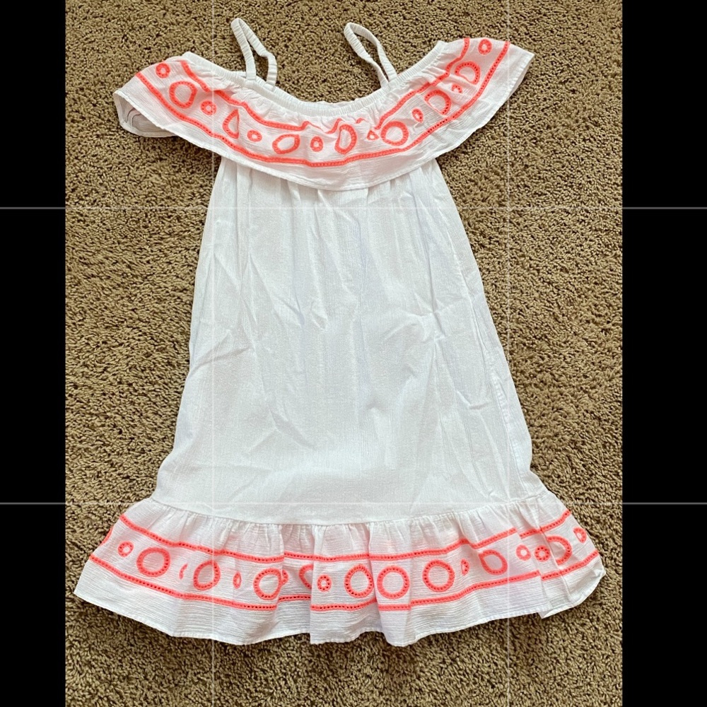 Girls white and hot pink swimsuit cover up dress